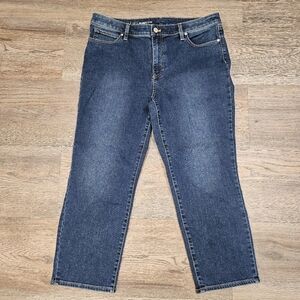 Talbots Straight Leg Crop Denim Jeans Women's Size 12 Mid Rise Stretch plus